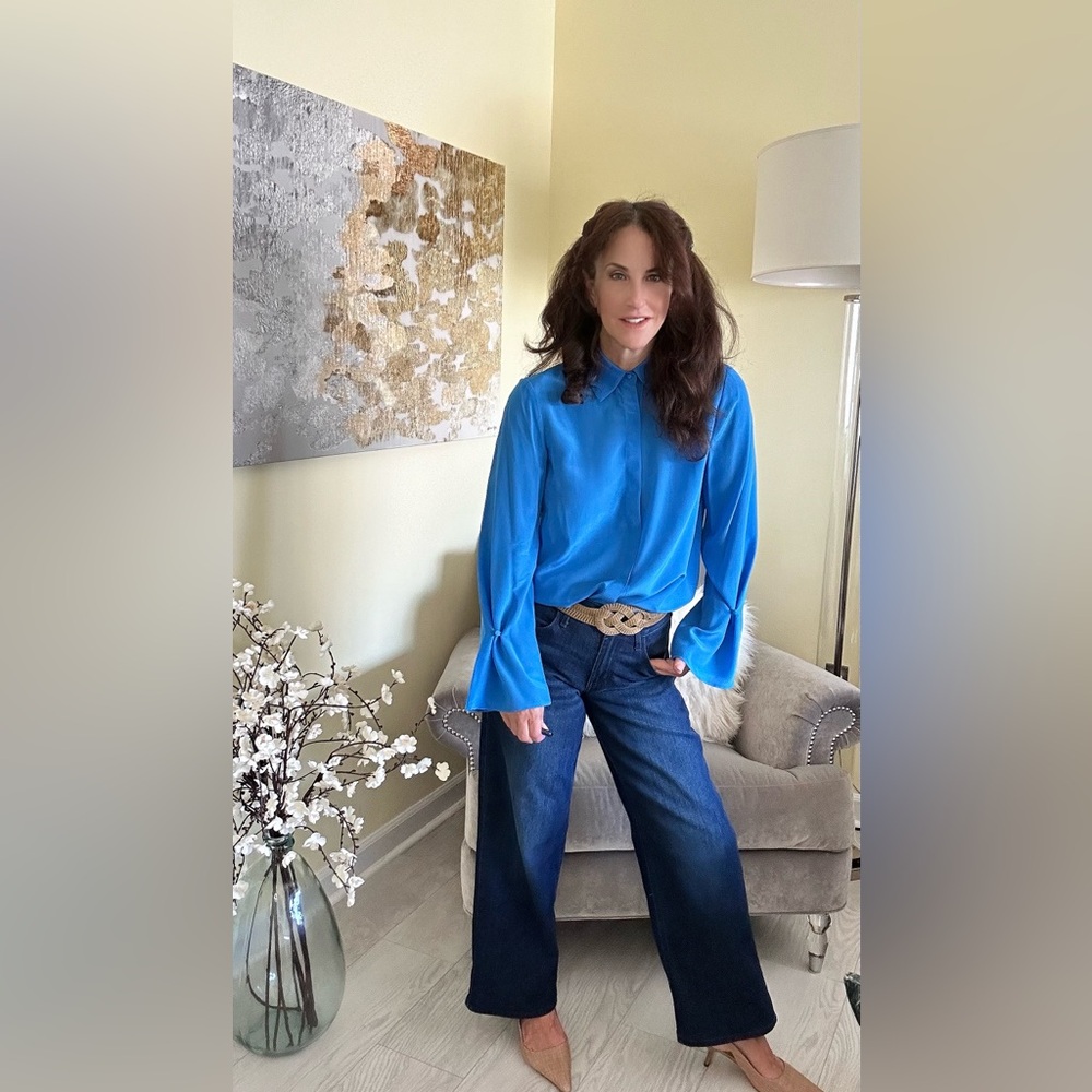 Club Monaco silk button down long sleeve blouse